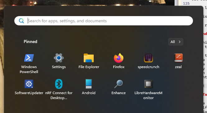 Shows up in start menu