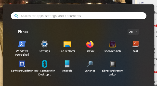 Shows up in start menu